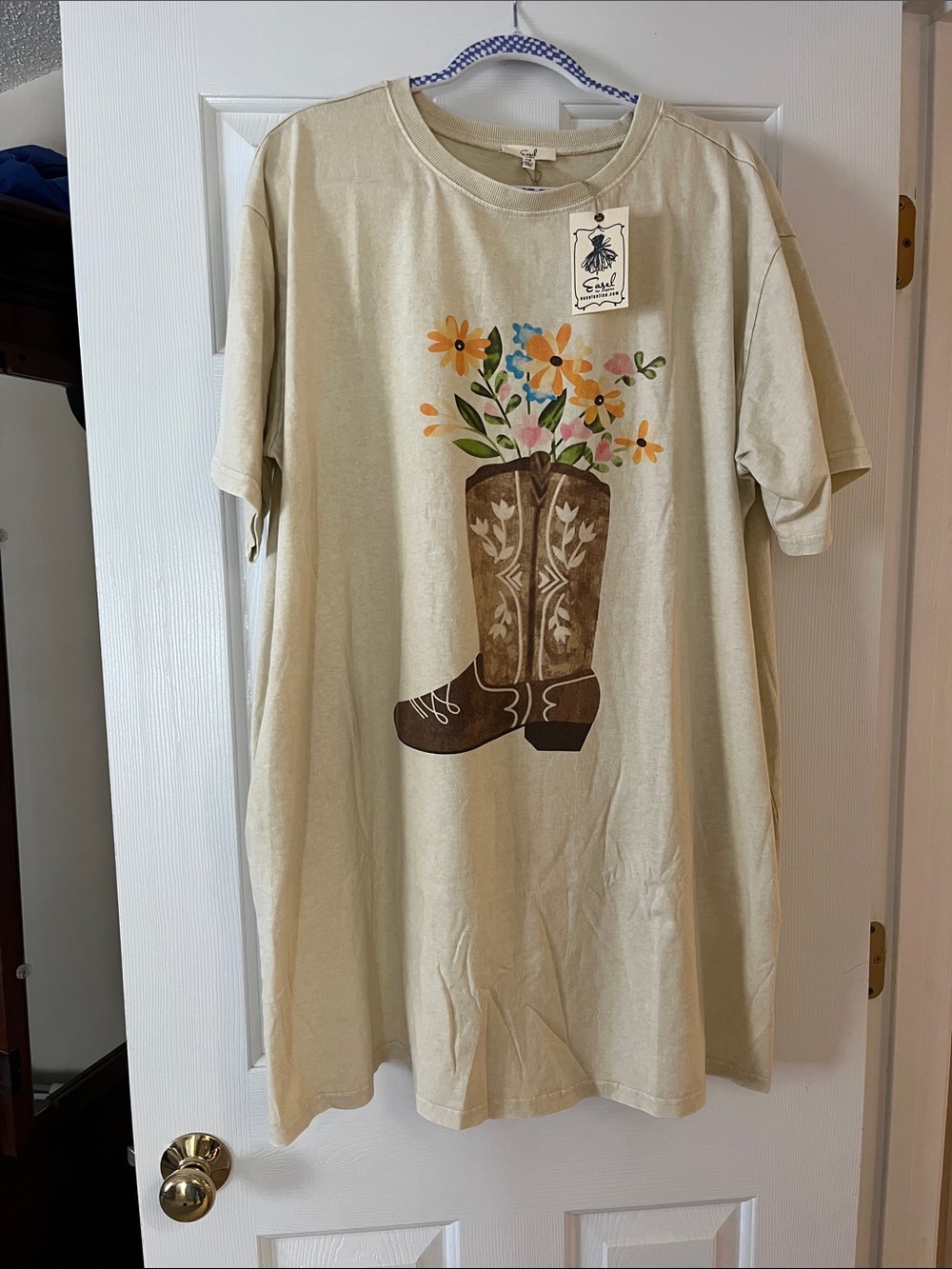 Easel Boot Print Dress NWT 1XL
